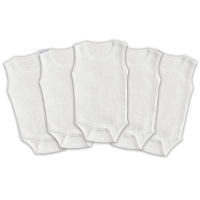 Novibaby 5'li Ribana Bebek Atlet Body Zıbın Raporlu Çıtçıtlı Beyaz 100% Pamuk - Ribana Bebek Body zıbın