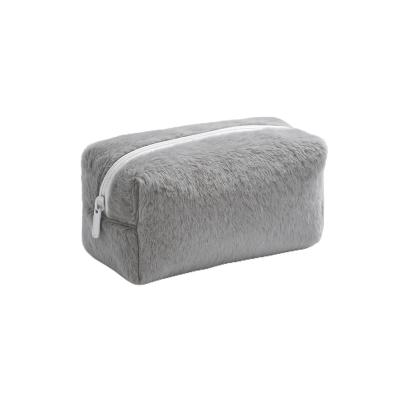 Peluş Yumuşacık Makyaj Çantası - Kozmetik Organizeri (Gri)