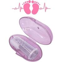 Pembe Kız Bebek Çocuk Silikon Parmak Diş Kaşıyıcı Dil Temizleyici Diş Fırçası