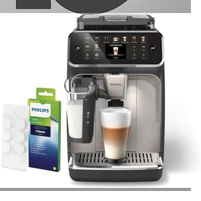 Philips 5500 Serisi LatteGo Tam Otomatik Espresso Makinesi (EP5547/90) ve Philips Espresso Makinesi Kahve Yağı Çözücü Tablet (CA6704/10)