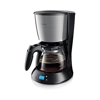 Philips Filtre Kahve Makinesi, 1,2 Lt Kapasite, Otomatik Kapanma, Cam Demlikli, Kolay Doldurma, Zamanlayıcı, Siyah ve Metal, HD7459/20