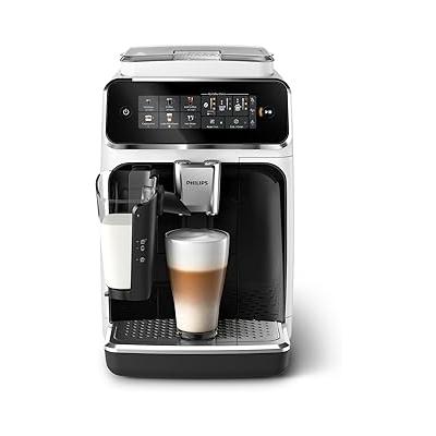 Philips Serisi 3300 Tam Otomatik Espresso Makinesi LatteGo Süt Sistemi ile, 6 Kahve Çeşidi, SilentBrew Teknolojisi, AquaClean Filtre – Beyaz & Parlak Siyah (EP3343/50)