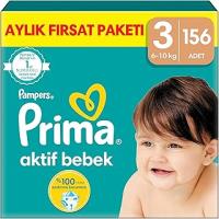 Prima Aktif Bebek, Bebek Bezi 3 Numara, 156 Adet Aylık Fırsat Paketi