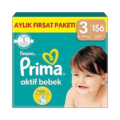 Prima Aktif Bebek, Bebek Bezi 3 Numara, 156 Adet Aylık Fırsat Paketi