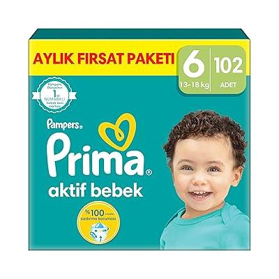 Prima Aktif Bebek, Bebek Bezi 6 Numara, 102 Adet Aylık Fırsat Paketi
