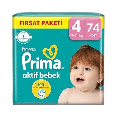 Prima Bebek Bezi Aktif Bebek 4 Beden 74 Adet Mega Fırsat Paketi