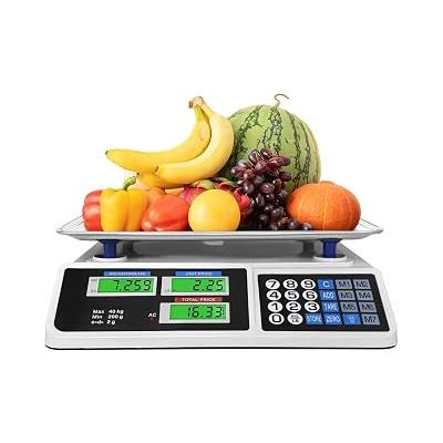 Promosyonca 40 Kg Dijital Hesaplamalı Terazi, Elektronik Market Manav Tartısı, Fiyat Hesaplayan Çift LCD Ekranlı Terazi, Paslanmaz Çelik Platformlu