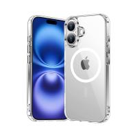 PSR Aksesuar Apple iPhone 16 Uyumlu Kılıf - Magsafe Şarj Özellikli | Şeffaf Sert PC Embos Kapak | Güçlü Manyetik Telefon Kılıfı | (iPhone 16)