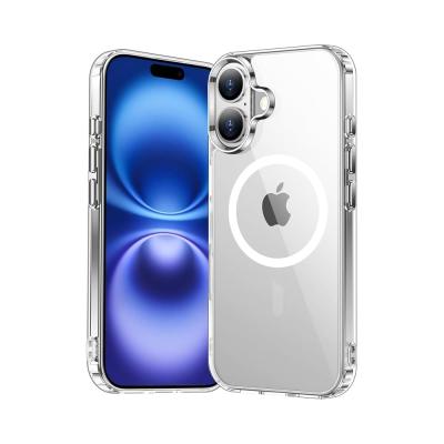 PSR Aksesuar Apple iPhone 16 Uyumlu Kılıf - Magsafe Şarj Özellikli | Şeffaf Sert PC Embos Kapak | Güçlü Manyetik Telefon Kılıfı | (iPhone 16)