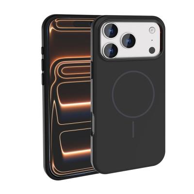 PSR Aksesuar iPhone Serisi M-Safe Şarj Özellikli Edi Silikon Kapak - Metal Kamera Çerçeveli | Yumuşak Dokulu Telefon Kılıfı (Siyah, iPhone 17 Pro Max)