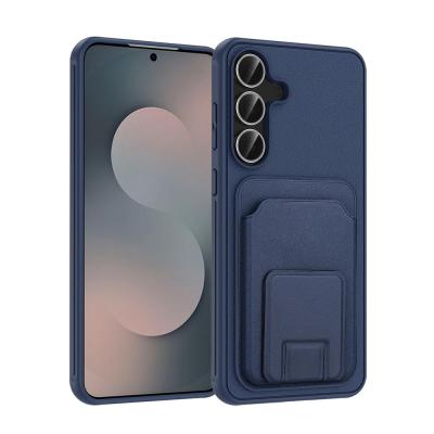 PSR Aksesuar Samsung Galaxy Uyumlu Kart Bölmeli TPU Kılıf – Şeffaf Esnek Telefon Koruyucu Kapak, Anti Shock Tasarım (Lacivert, Galaxy S25 FE)