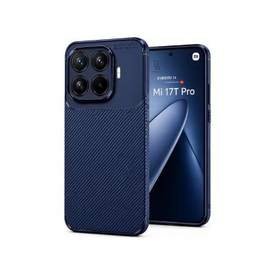 PSR Aksesuar Xiaomi Mi 17T Pro Uyumlu Kılıf Karbon Tasarım Kamera Korumalı Silikon Telefon Kılıfı (Lacivert)