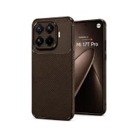 PSR Aksesuar Xiaomi Mi 17T Pro Uyumlu Kılıf Karbon Tasarım Kamera Korumalı Silikon Telefon Kılıfı (Kahverengi)