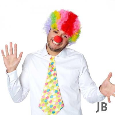 Rengarenk Kıvırcık Afro Bonus Peruk Ve Kırmızı Burun Seti