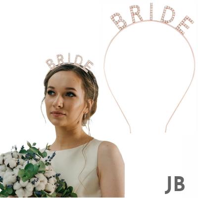 Rose Gold Renk Bekarlığa Veda Kristal Taş Bride Tacı İthal 16x10 Cm