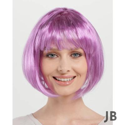 Rose Pembe Renk Düz Kesim Küt Parti Peruğu Kısa Takma Saç