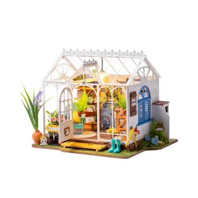 Rowood Kendin Yap Minyatür Ev Seti, Mini Bebek Evi Kedi, Mayberry Street Craft Model Kitleri, LED'li Yetişkinler için, Doğum Günü Hediyesi/Aile Dostları için Ev Dekoru - Rüya Gibi Bahçe Evi