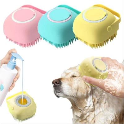 Şampuan Hazneli Kedi Köpek Yıkama Fırçası Sarı – Masaj Özellikli Silikon Tüy Temizleme ve Yıkama Tarağı – Evcil Hayvan Banyo Aksesuarı