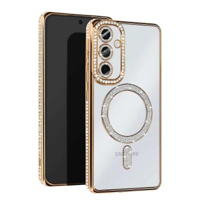 Samsung ile Uyumlu Galaxy S25 Edge Gold Simli MgSafe Silikon Kılıf, Joke Simli-Samsung S25 Edge Kılıf