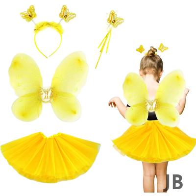 Sarı Kelebek Kostümü Çocuk - Sarı Kelebek Kostüm Aksesuar Seti 4 Parça