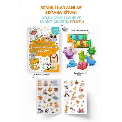 Sevimli Hayvanlar Boyama Kitabı - Oyun Hamuru, Oyuncak ve Çıkartma Hediyeli