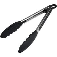 Silikon Uçlu Metal Maşa, 23 cm, Siyah, BPA Free, Yanmaz Yapışmaz Kaplama, Ergonomik Tasarım, Mutfak ve Mangal İçin