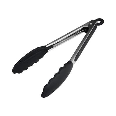 Silikon Uçlu Metal Maşa, 23 cm, Siyah, BPA Free, Yanmaz Yapışmaz Kaplama, Ergonomik Tasarım, Mutfak ve Mangal İçin