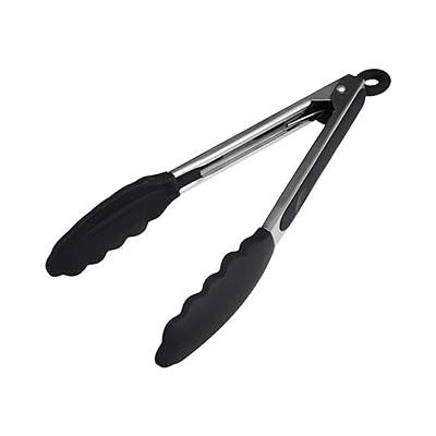 Silikon Uçlu Metal Maşa, 23 cm, Siyah, BPA Free, Yanmaz Yapışmaz Kaplama, Ergonomik Tasarım, Mutfak ve Mangal İçin