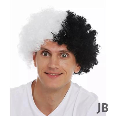 Siyah Beyaz Kıvırcık Afro Bonus Peruk Taraftar Bonus Saç