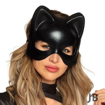 Siyah Deri Görünümlü Kedi Maskesi – Cosplay  Maskeli Balo