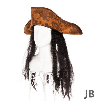 Siyah Saçlı Kaptan Korsan Şapkası