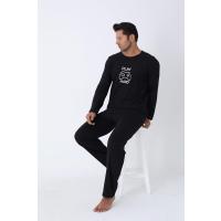Siyah Uzun Kollu Pijama Takımı, erkekuzunkol