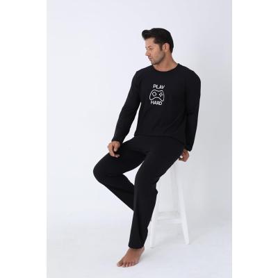 Siyah Uzun Kollu Pijama Takımı, erkekuzunkol
