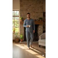 Siyah Uzun Kollu Pijama Takımı, erkekuzunkol