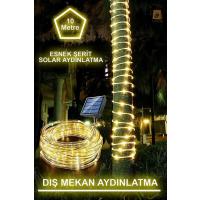 Solar Güneş Enerjili Esnek Flexible Şerit Hortum Bahçe Aydınlatma-10 Metre Sarı Günışığı Aydınlatma