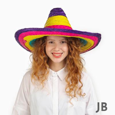 Sombrero Meksika Şapkası Renkli Örme Hasır Çocuk Boy