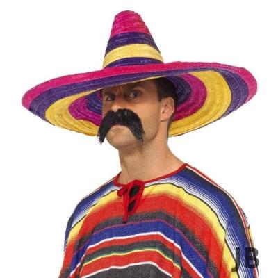 Sombrero Meksika Şapkası Renkli Örme Hasır Yetişkin Boy