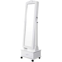 SONGMICS Tekerlekli ve Led Aydınlatmalı Kilitlenebilir Mücevher Dolabı, Beyaz, Jbc61W