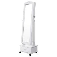 SONGMICS Tekerlekli ve Led Aydınlatmalı Kilitlenebilir Mücevher Dolabı, Beyaz, Jbc61W