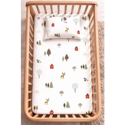 SUVAY%100 Pamuk Lastikli Bebek Çarşafı Seti | Park Yatak Uyumlu (60x120-70x110-70x120) (Geyik)