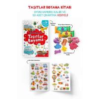 Taşıtlar Boyama Kitabı - Oyun Hamuru, Oyuncak ve Çıkartma Hediyeli