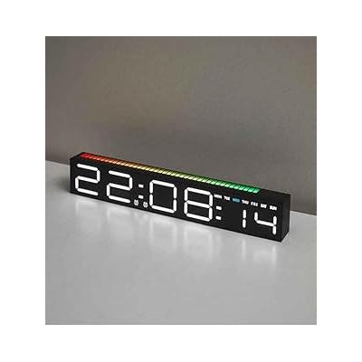 TechTic Geniş Ekran Dijital Masa Saati – Ses Ritim Sensörlü RGB Işık | Tarih & Alarm Özellikli Modern LED Saat