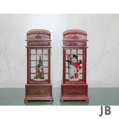 Telefon Kulübesi Tasarımı Yılbaşı Temalı Işıklı Müzikli Kar Küresi Alk3209