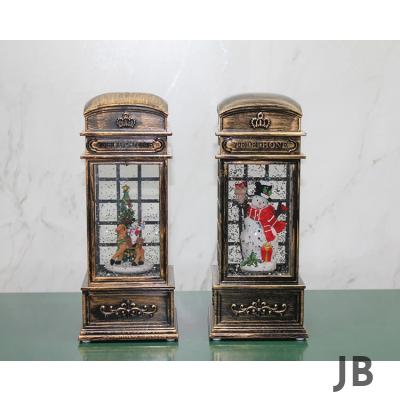 Telefon Kulübesi Tasarımı Yılbaşı Temalı Işıklı Müzikli Kar Küresi 3210