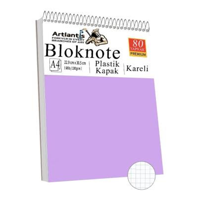 Telli Masaüstü Not Defteri Kareli A4 1 Adet Masa Üstü Plastik Kapaklı Spiralli Bloknot Blocknote 80 Yaprak Okul Ofis