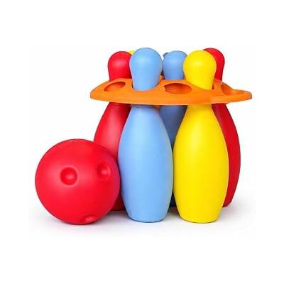 TOYX Oyuncak Bowling Seti 8 Parça – Çocuk Bowling Oyunu, 6 Pin + Top, Taşıma Aparatlı, Eğitici Spor Oyuncağı, 3+ Yaş