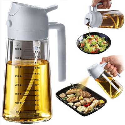 TrendPlain 470 ml zeytinyağı şişesi, 2'si 1 arada yağ püskürtücü, yemek pişirme, salata ve ızgara için mutfak gereçleri, kül grisi