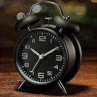 Valkyrie Sessiz Akar Saniyeli 16cm Alarm Masa Çalar Saat Yüksek Zil Sesi Büyük Boy Siyah
