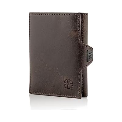 Verona Unisex RFID Trifold Deri Cüzdan Ön Cep, Kahverengi, Küçük, Kartlıklı