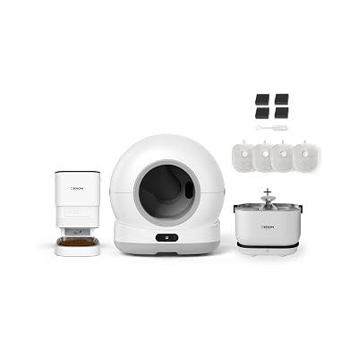 Xenon Smart Akıllı Otomatik Kedi Tuvaleti (Kamerasız) Köpek Mama Kabı Şarjlı Bataryalı Su Pınarı Sebili ve Filtre (4 Adet) Evcil Hayvan 4'lü Pet Ürünleri Başlangıç Seti